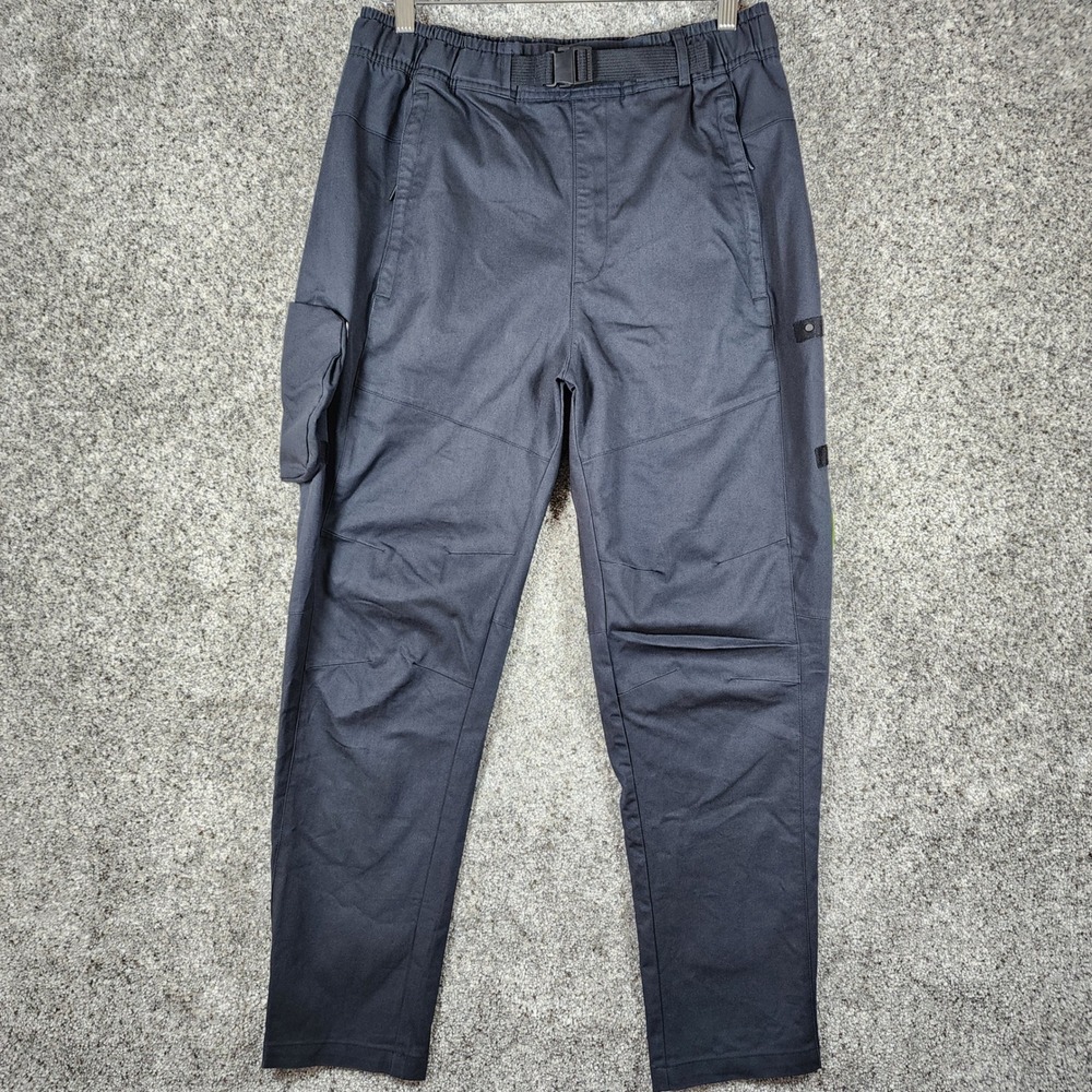 Adidas Cargo Pants Mens L Black Twill Webbing Belt Articulated Knee Excellent